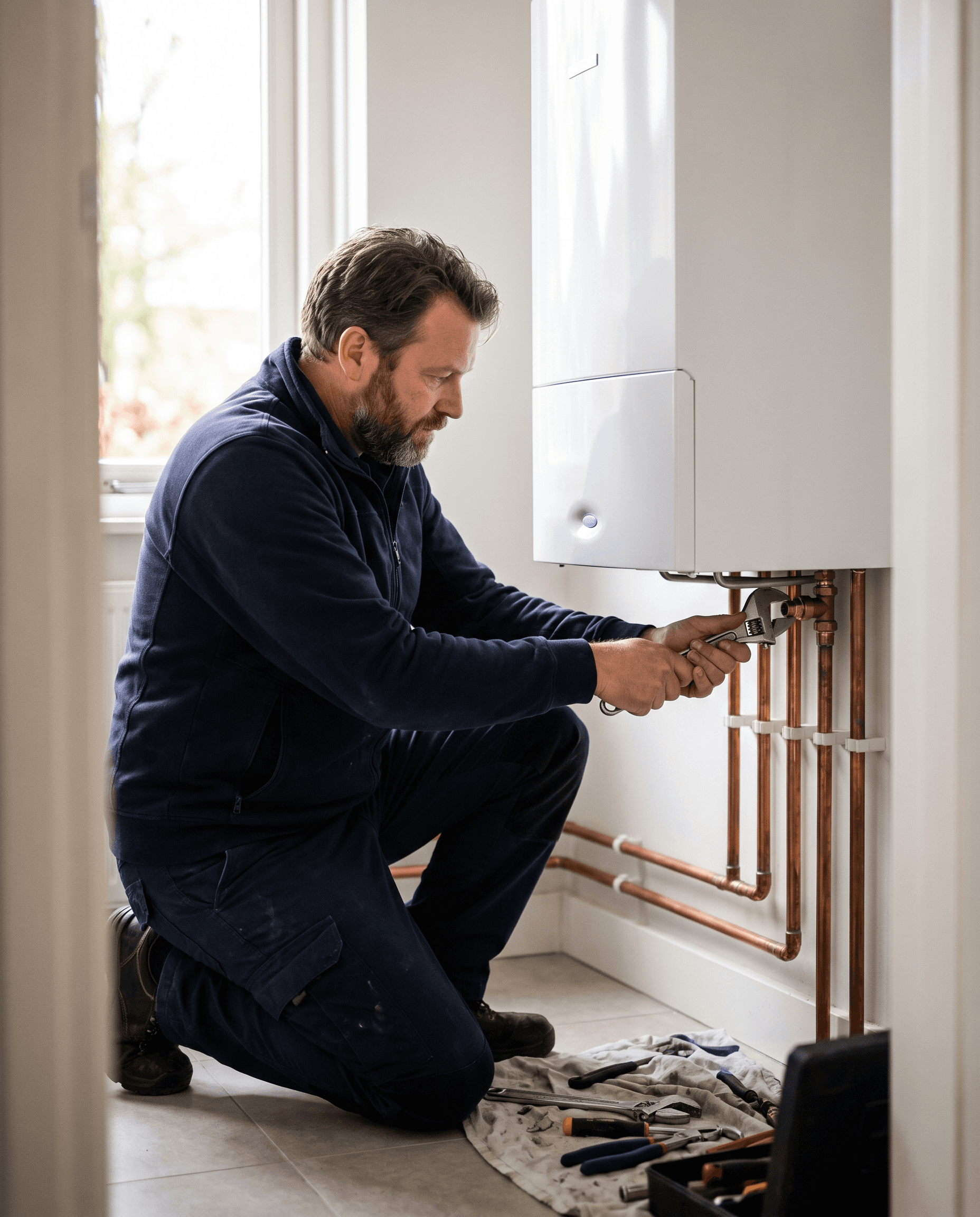 Installateur aan het werk aan een cv-ketel